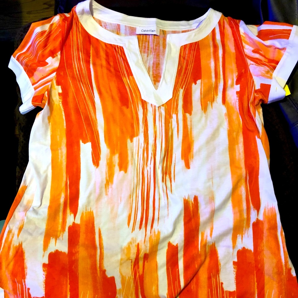 Calvin Klein v neck tunic blouse